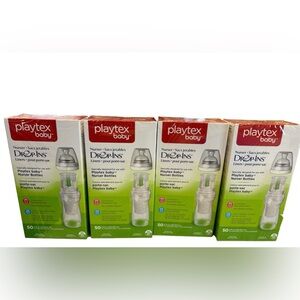 4 Playtex Baby Bottle Drop Ins Liner 200 Total 8-10 Oz Clear Liner BPA Free